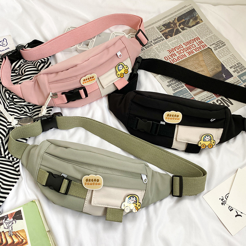 Korean version of ins super popular small fresh and cute cartoon contrasting color student crossbody bag chest bag Japanese versatile casual bag