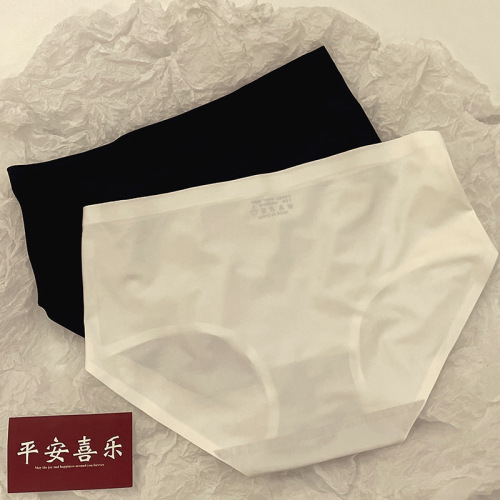 810 Ice Silk Panties Women's Seamless Mid-waist Summer Thin Girls Solid Color Cotton Crotch Breathable Butt-Lifting Triangle Shorts