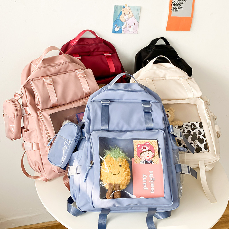Japanese simple and sweet school bag, new student large-capacity backpack, college niche design backpack