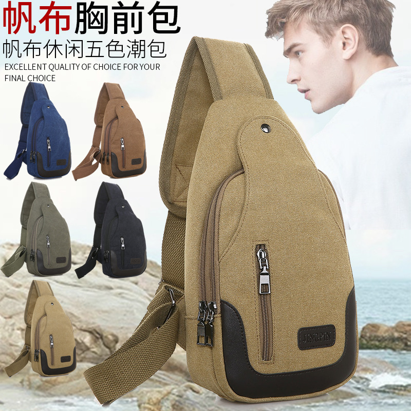 Bags New Men's Chest Bag Canvas Bag Crossbody Bag Men's Bag Shoulder Bag Chest Small Backpack Casual Waist Bag