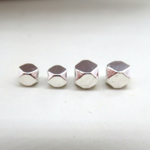 s925 sterling silver geometric faceted rhombus beads loose bead earrings material handmade DIY accessories beaded bracelet spacer beads