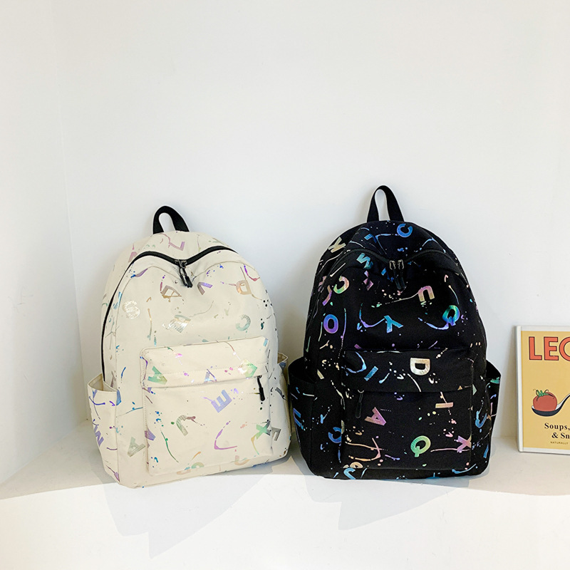 Backpack letter print simple large-capacity travel backpack casual Japanese junior high school student high school student school bag