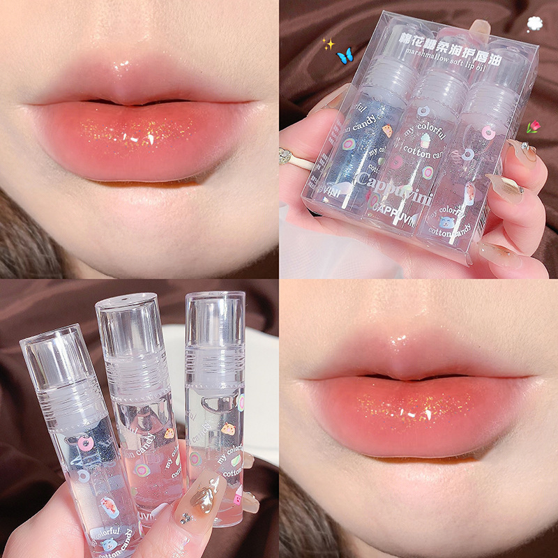 Cappuvini Marshmallow Lip Gloss Fine Glitter Mirror Water Gloss Lip Glaze Dudu Lip Glass Lip Oil Students Affordable