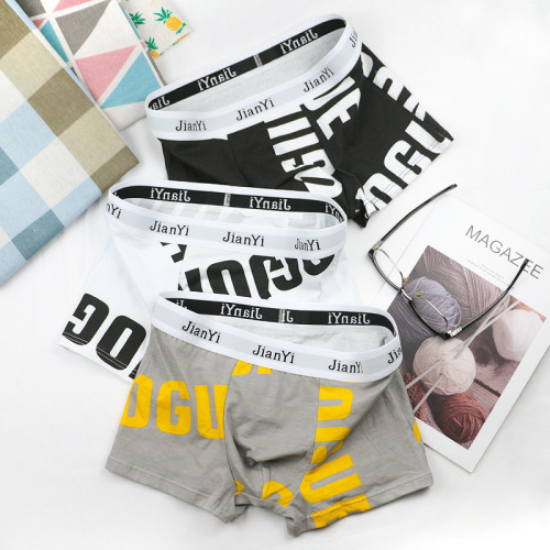 New graphene boys' boxer briefs letter printed cotton underwear youth trend low waist young men
