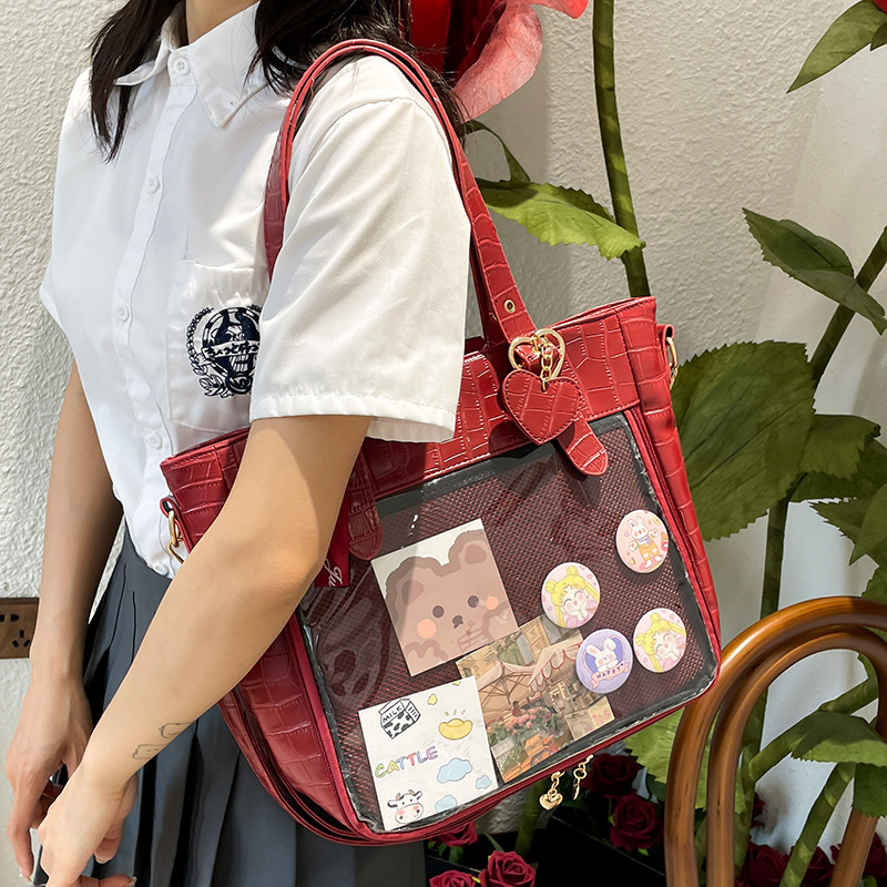 Japanese small appetite pain bag, armpit bag, crocodile pattern transparent shoulder bag, portable daily commuting girl's crossbody bag