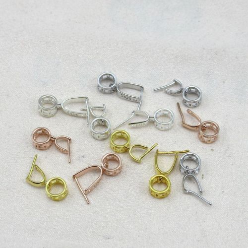 S925 sterling silver pendant buckle silver buckle head accessories gold-plated peace buckle diy jade pendant clip buckle jade buckle