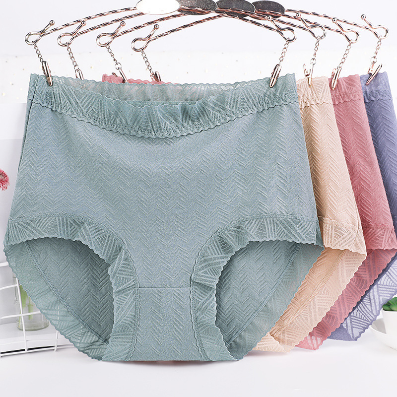 High-waisted large size underwear for women, pure cotton for fat mm 200 pounds, pure cotton, high-waisted, lace ladies, middle-aged mother's shorts