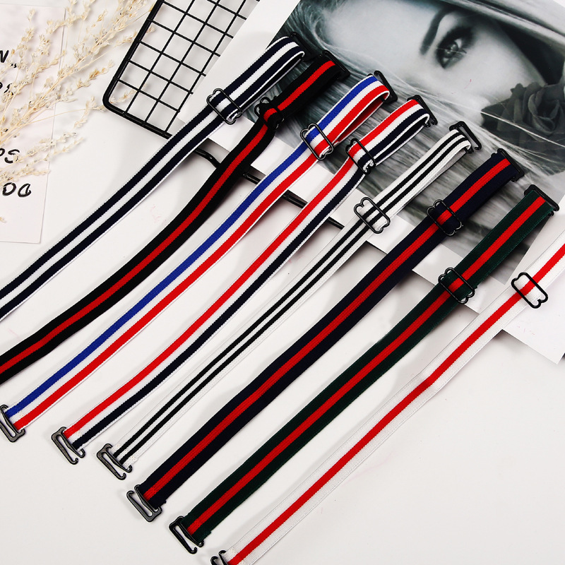 Embroidered Letters Striped Intercolor Bra Shoulder Straps Transparent Shoulder Straps Cross Shoulder Bra with Straight Collar