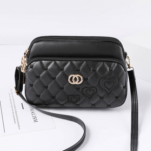 Embroidered bags for women, new style, simple and fashionable double-layer dropshipping shoulder crossbody bags, cross-border small square bags