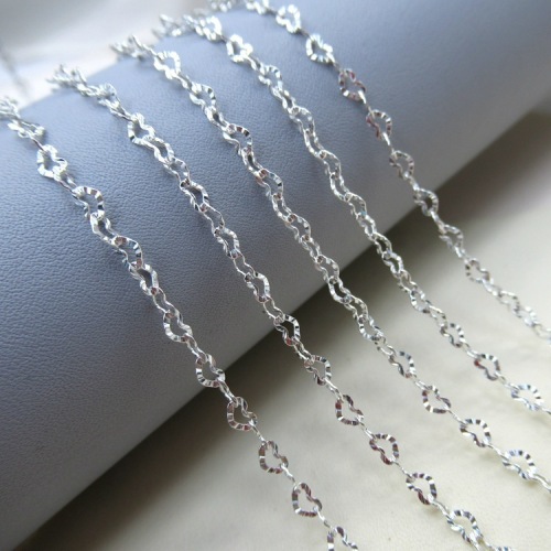 s925 sterling silver love chain heart-shaped chain loose chain semi-finished chain jewelry diy accessories bracelet necklace material