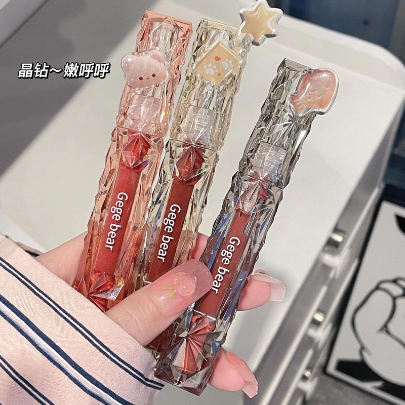 Gege bear Gege bear crystal clear diamond mirror lip glaze watery moisturizing non-stick cup plain whitening lipstick