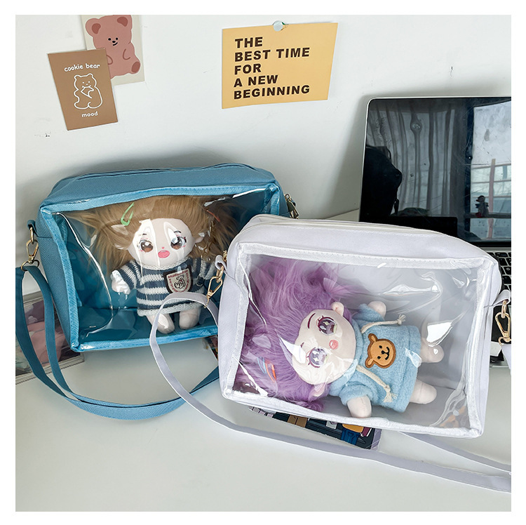 Korean version of ins cute versatile girly bag small fresh Japanese style Harajuku style transparent 25cm doll bag crossbody bag