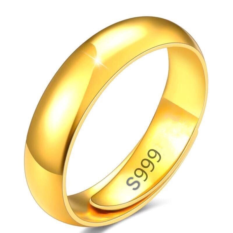 Alluvial gold ring, glossy opening, accessories gold-plated ring, ring for men and women