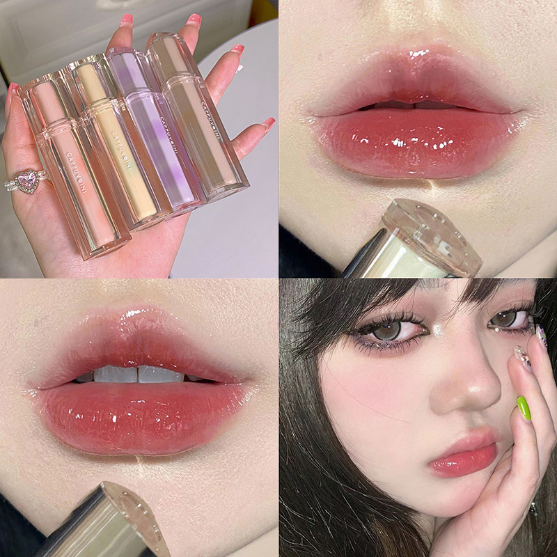 Cappuvini Ice Tea Mirror Lip Glaze Moisturizing Hydrating Lip Gloss Glass Jelly Lip Gloss