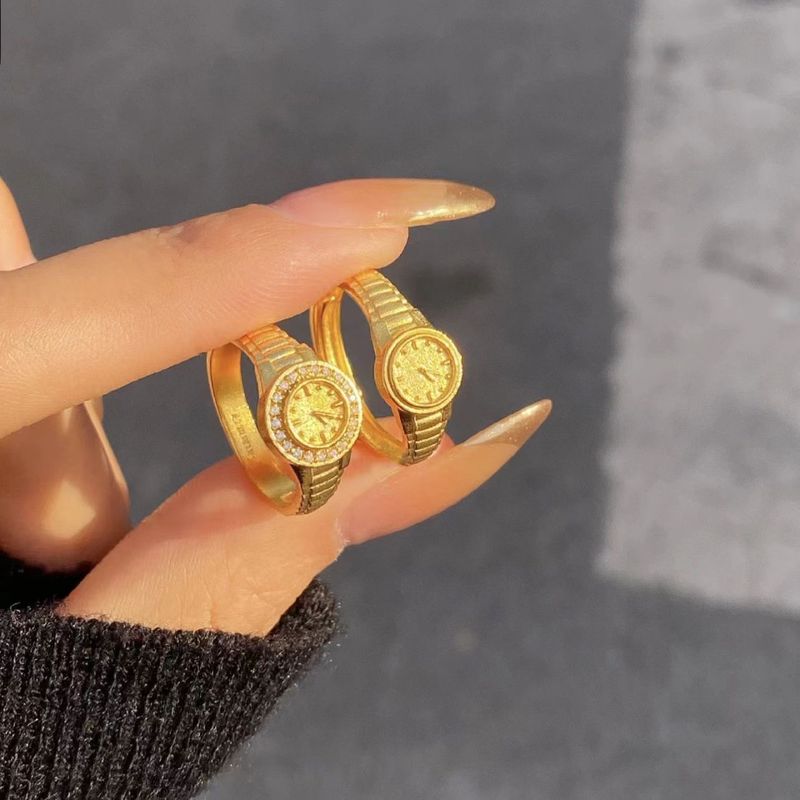 New 520 Clock Confession Gold Watch Ring Women's 24K Small Gold Watch Opening Adjustable Ring Ring