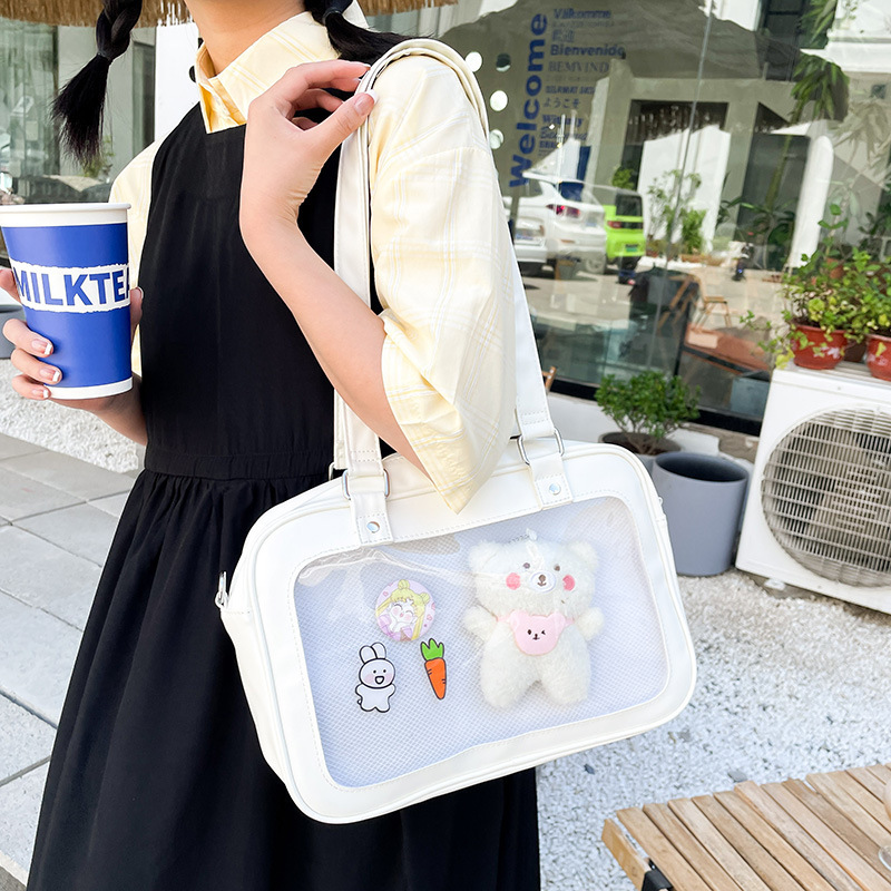 Japanese jk uniform bag cute and versatile transparent soft girl girl student shoulder pain bag baby bag portable crossbody bag