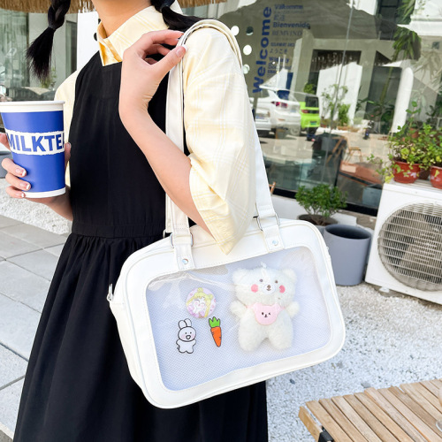 Japanese jk uniform bag cute and versatile transparent soft girl girl student shoulder pain bag baby bag portable crossbody bag