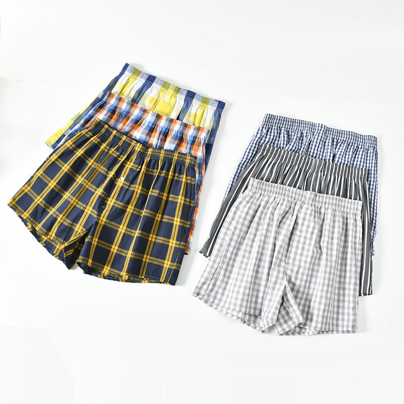 Foreign trade has large size men's individually packaged woven Aro pants for home sleeping, loose and comfortable underwear, large pants