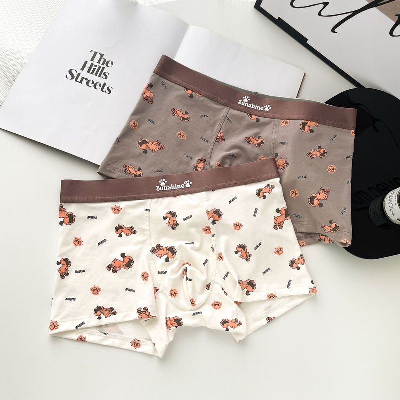 DFL8063 Seamless pure cotton printed men's underwear, cute and sticky, close-fitting, comfortable, light and breathable boxer briefs