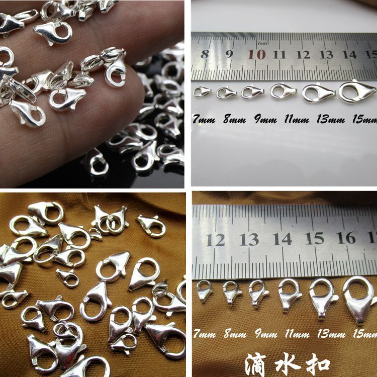 925 sterling silver bracelet buckle water drop buckle Thai silver DIY accessories lobster clasp buckle necklace buckle spring buckle