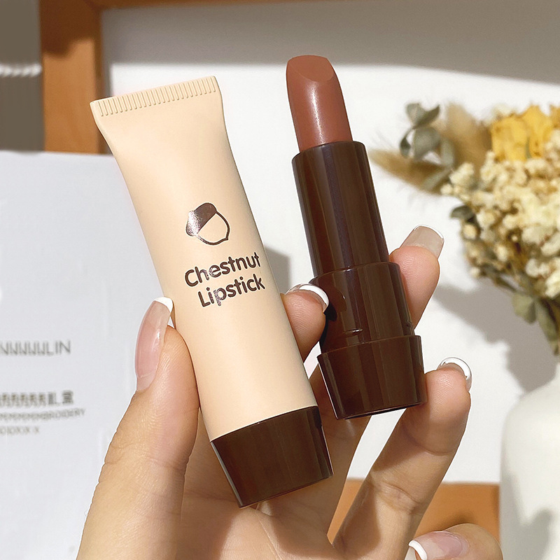Hengfang Velvet Chestnut Lipstick Matte Lip Makeup Easy to Color Not Easy to Take Off Moisturizing Whitening Makeup for Beginners and Students