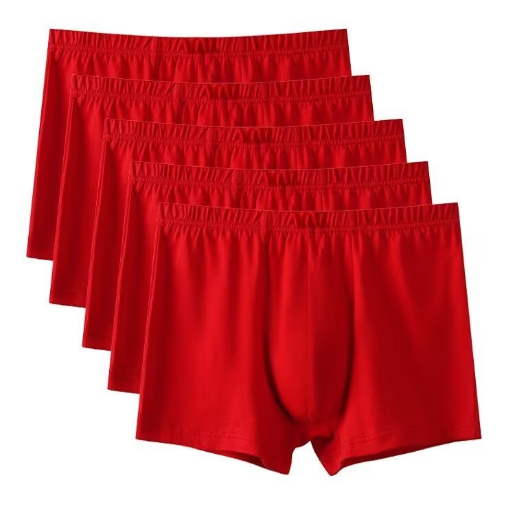 Men's underwear, pure cotton boxer shorts, four-corner zodiac year, big red, wedding, cotton, plus size fat guy