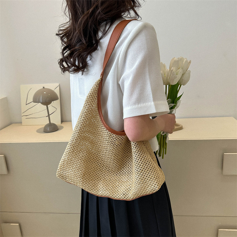 Casual woven women's bag new trend bag large capacity atmospheric beach bag single shoulder holiday bag