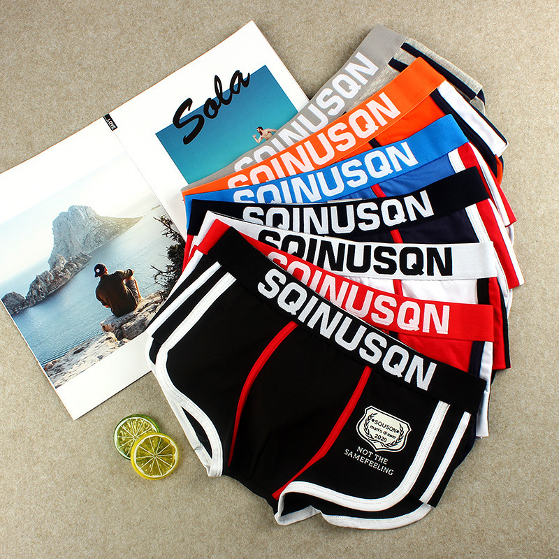 Personalized men's underwear sports boxer briefs cotton large size new sexy trendy men's Korean style boxer shorts