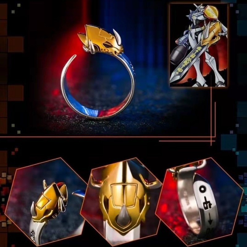 Classic Anime Digimon Ring Tyrannosaurus Sword Steel Garuru Thai Silver Couple Ring for Boys and Girls