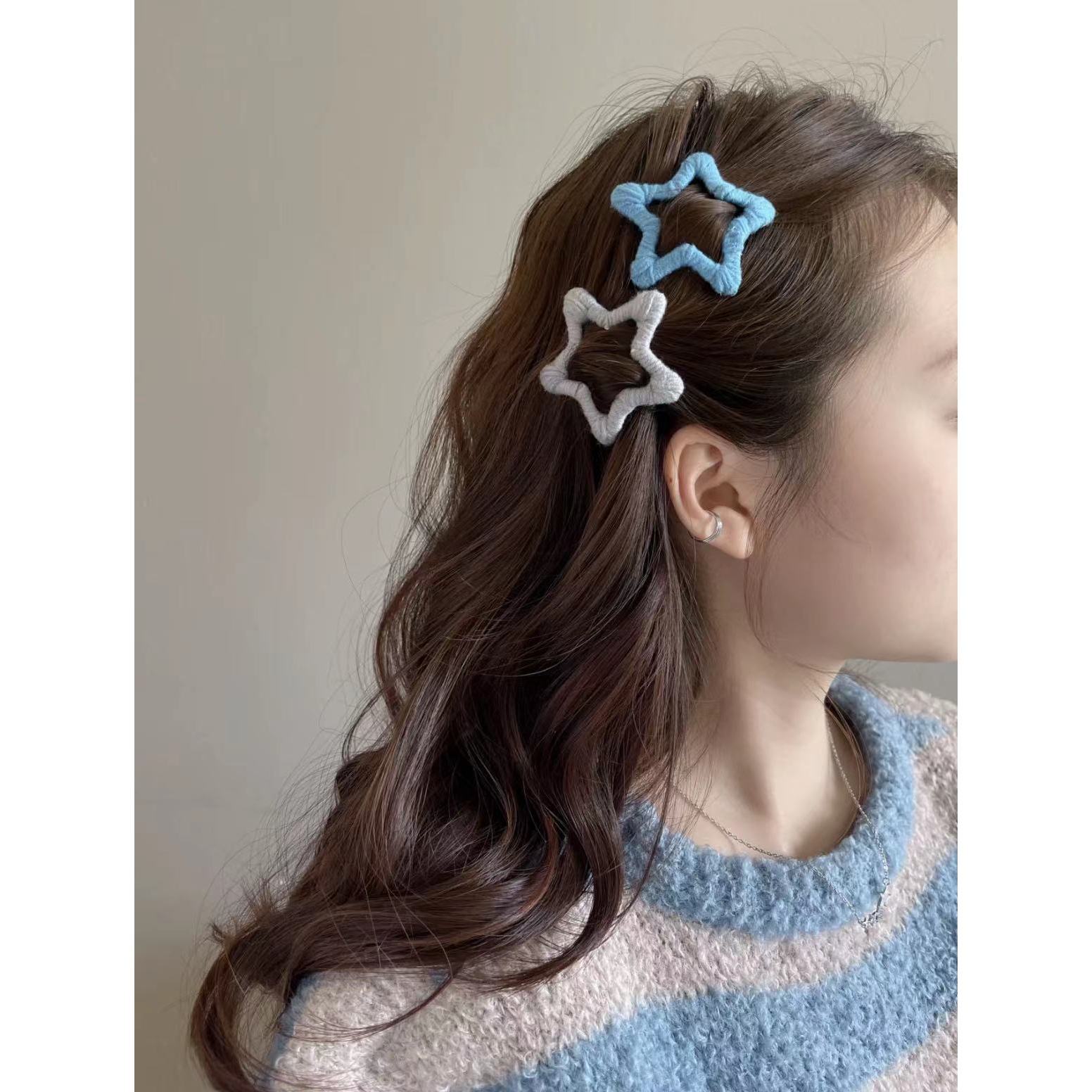 Autumn and winter wool five-pointed star hairpin women's side measuring clip broken hair finishing artifact bb clip headwear bangs clip high-end