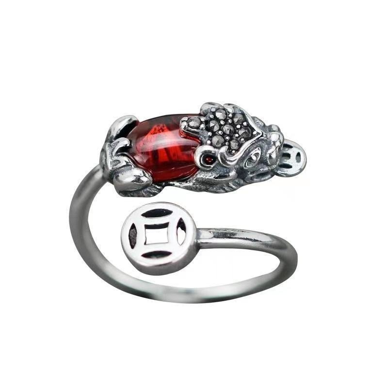 Retro Xiangyun live domineering men's trendy ring combination stacking ring men's single ring old open ring