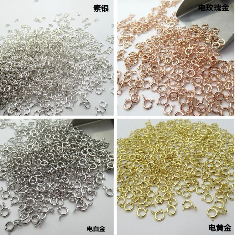 925 sterling silver buckle buckle round buckle circle buckle DIY accessories material bracelet necklace universal connection buckle silver spring buckle