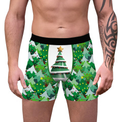 Cross-border new product Christmas clothing digital printing men's fashionable breathable polyester underwear comfortable inner wear boxer briefs