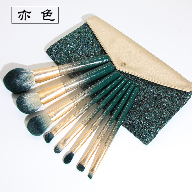 8 Green Shadow Quicksand Makeup Brush Loose Powder Brush Blush Eyeshadow Brush Makeup Set Brush Beauty Tools