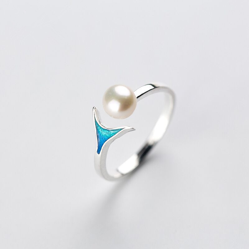 Korean style feather star love glasses pearl ring retro old fashion personalized internet celebrity ring
