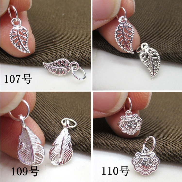 s925 sterling silver leaf pendant handmade DIY accessories beaded necklace bracelet anklet brand earrings earring pendant
