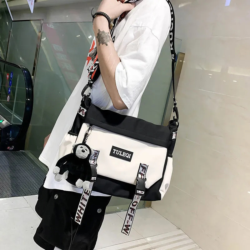 Trendy brand crossbody bag for men, Japanese style casual shoulder bag, trendy student large capacity crossbody backpack, work wear female messenger bag
