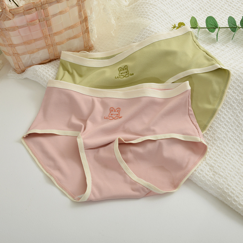 C300-1 Large Size Underwear Women's 200 Jin Fat MM Vitality Cute Girl Epoxy Bunny Mid-waist Triangle Shorts