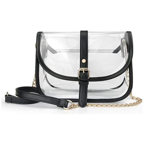 Amazon's new 80s PVC transparent saddle cross-body bag women's chain shoulder cylindrical handbag wallet