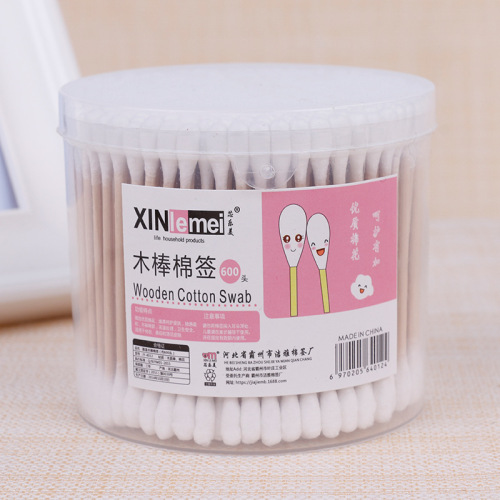 Xinlemei cotton swabs 300 pieces boxed double-ended disposable cotton swabs for cleaning and hygienic ear-picking wooden swabs
