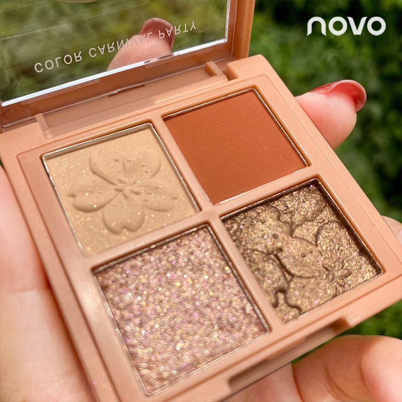 NOVO Sakura Story four-color eyeshadow, high-end novice, beginner, earth tones, daily light makeup eyeshadow palette