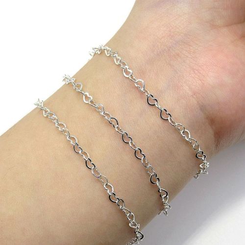 S925 sterling silver thin chain handmade loose chain can be used as an extension chain heart-shaped love semi-finished bracelet sweater chain special chain