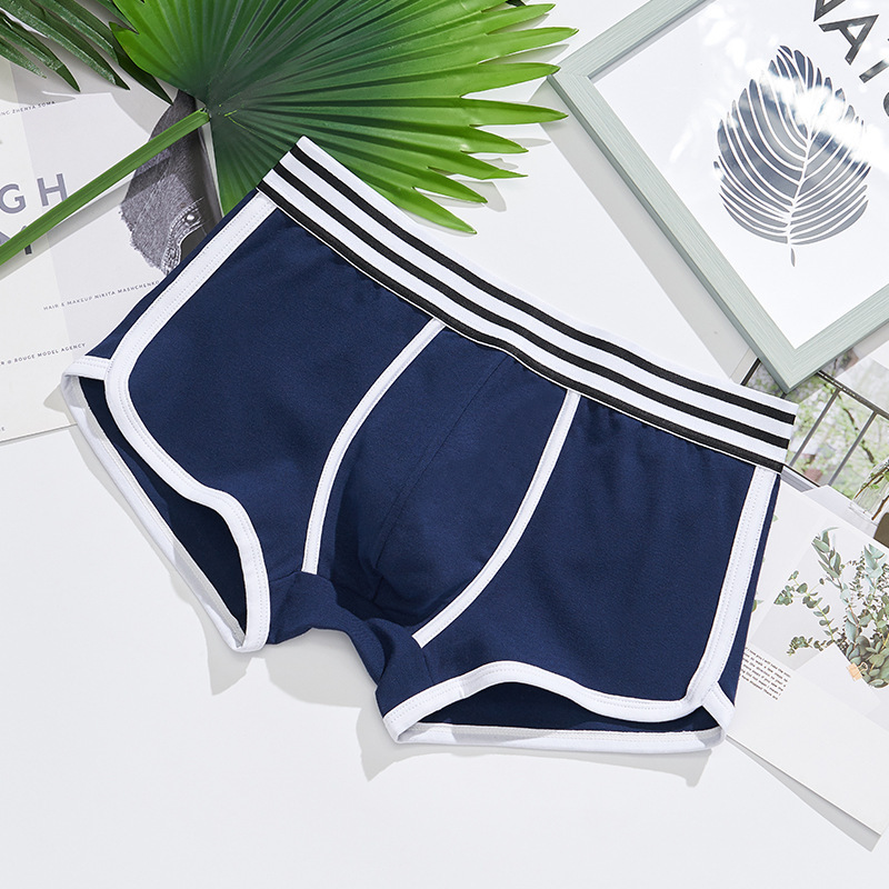 Solid color men's underwear boxer briefs Korean style youth sexy low waist simple sports student trendy boxer shorts