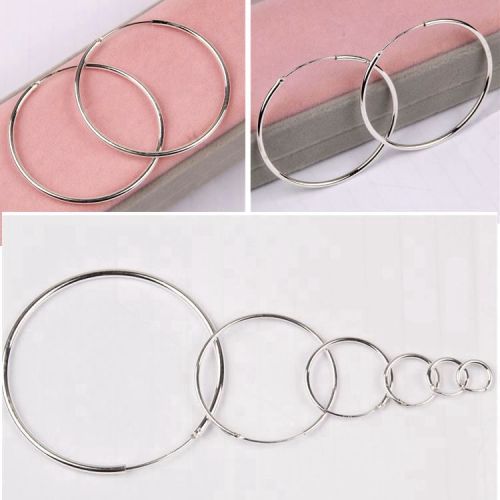 925 sterling silver large earrings women's hoop earrings Japanese and Korean simple temperament earrings
