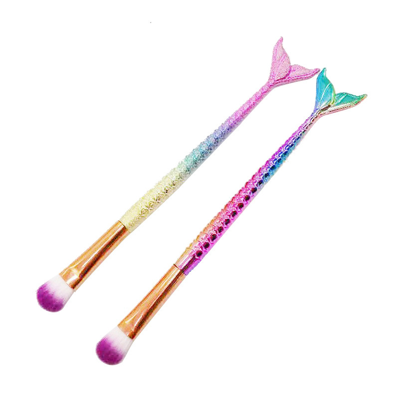 ins single mermaid eye shadow makeup brush gradient color electroplated fishtail fiber soft bristle brush