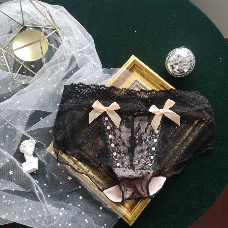 Dark maid panties Japanese new full lace panties women's boxer seamless Lolita style hollow string