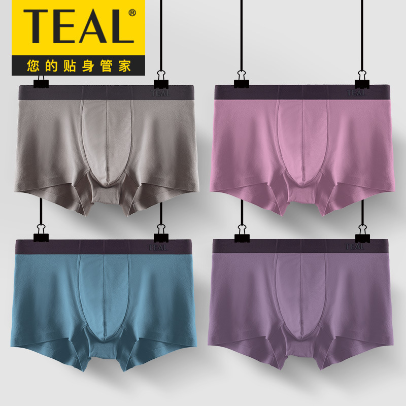TEAL new men's boxer briefs ultrasonic seamless fit antibacterial inner modal underwear for men