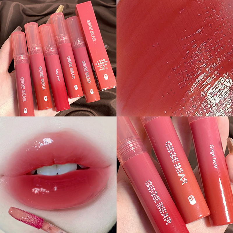 Gege Bear Gege Bear Light Lip Glaze Mirror Watery Moisturizing Colored Glass Lip Affordable Student Lipstick