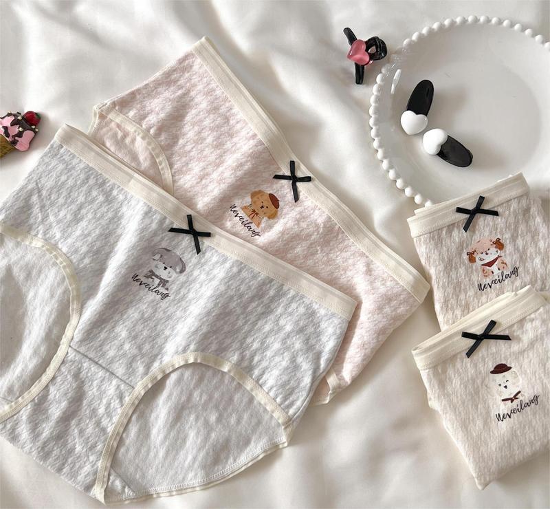 C366 cute dog print design sweet girl comfortable breathable mid-waist girl underwear