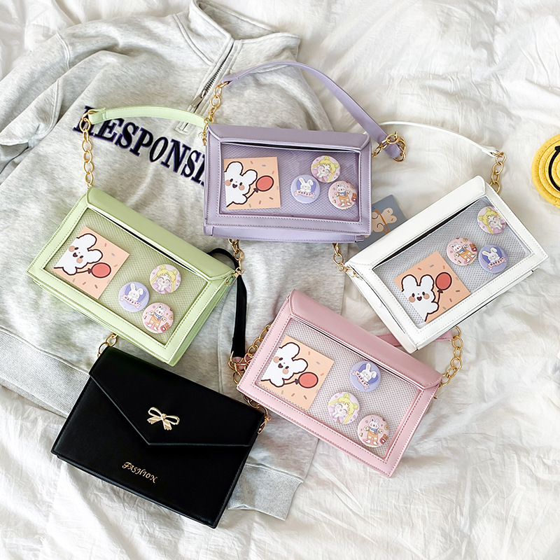 Envelope pain bag, Japanese millet peripheral two-dimensional women's bag, sweet crossbody shoulder bag, bow jk crossbody bag